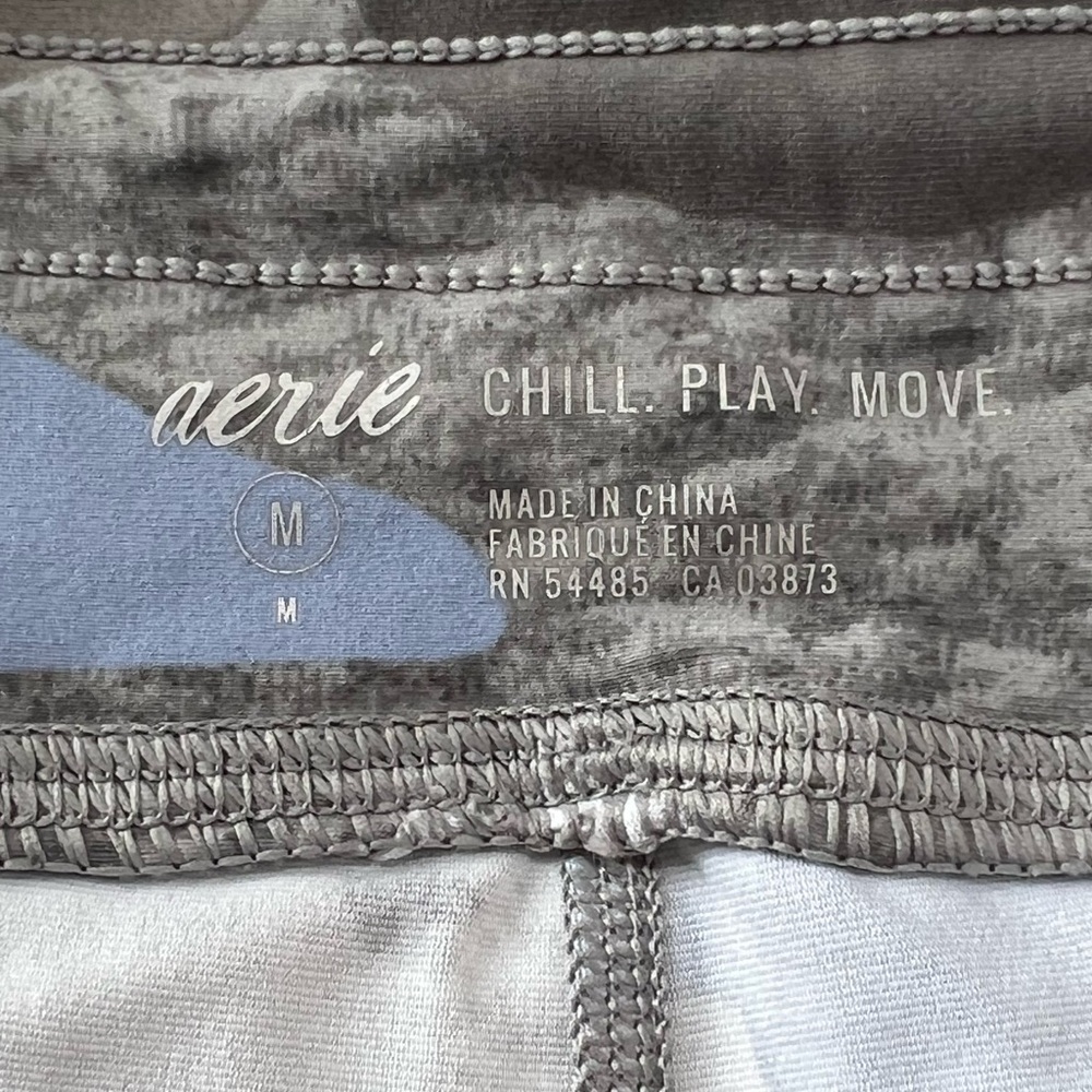 aerie Camo Leggings Drawstring Chill Play Move Gym Workout Gray Blue Medium M - Picture 10 of 15